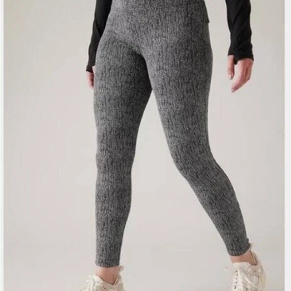 Athleta Delancey Skyline High Rise Legging Black Braiden Texture XL - Picture 2 of 6